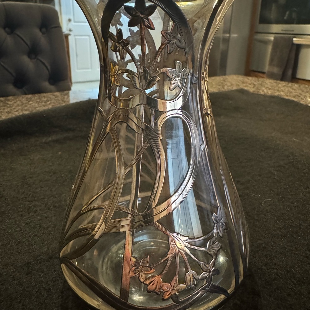 Glass Vase with Sterling Silver Overlay